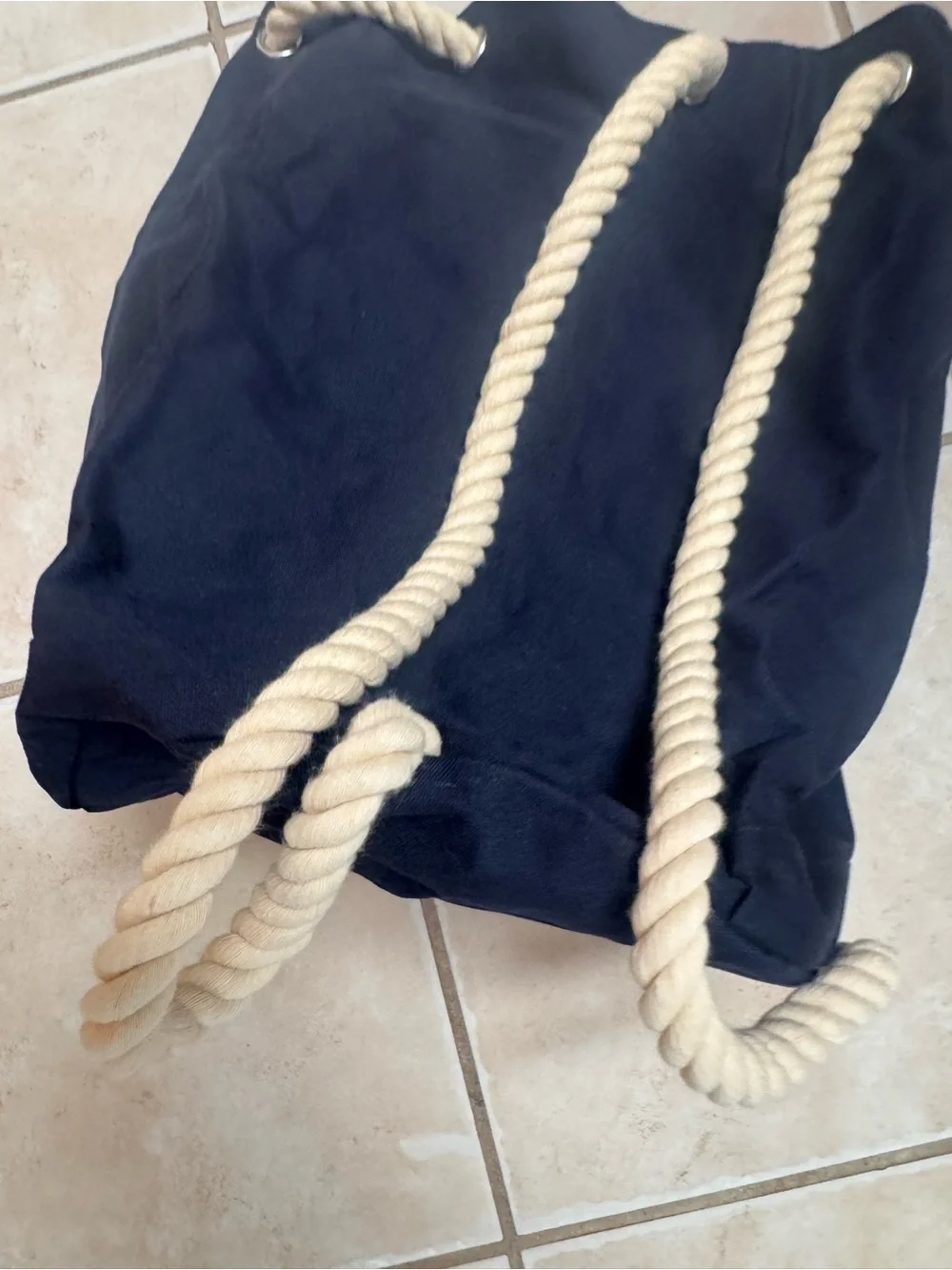 Jean Paul Gaultier Navy Canvas Drawstring Rope Backpack